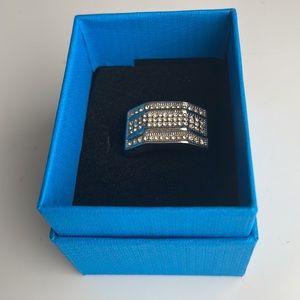 Men’s ring Genuine crystals silver color Stainless steel One size fits most